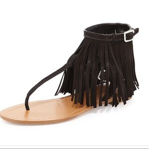Prada suede fringe flat sandals